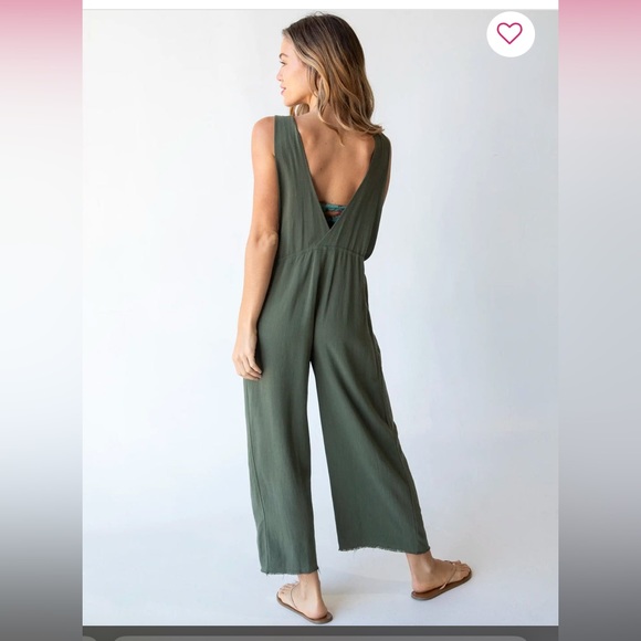 Carly Wide-Leg Jumpsuit- Olive - Picture 2 of 3